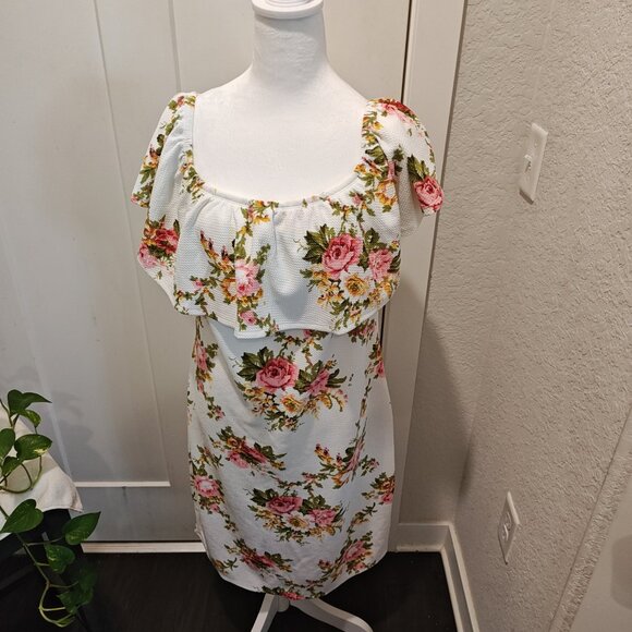 LOVE J FLORAL PRINT DRESS OFF THE SHOULDER (SIZE 3X) WITH TAGS BRAND NEW - Picture 7 of 9